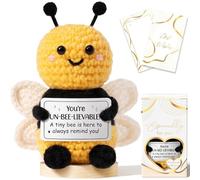 Emotional Support Crochet Plush Positive Bee Inspirational Cheer Gifts for Women, Handmade Crochet Bee Awesome Gift Thank You Birthday Christmas Teacher Appreciation Gift for Coworker Nurse Mom Friend