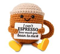 Emotional Support Crochet, Positive Crochets for Cheer Gifts, Desktop Decor, Positive Crochet Coffee Collectible Doll for Home Kitchen Accessories, Gifts for Women Men Ladies Girls, Coffee Cup