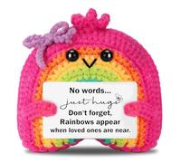 Emotional Support Crochet Rainbow Gifts, Handmade Positive Crochet with Encouraging Words, Pink Rainbow Pocket Hug, Cheer Up Gifts for Women Friend Daughter Sister Bestie Girlfriend Wife Mum (B)