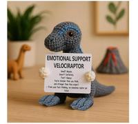 Emotional Support Crochet T. Rex Dolls, Handmade Dinosaur Crochet Plush for Anxiety Relief & Comfort, Handmade Mini Stuffed Animals, Inspirational Cure Knitted Dolls Plush for Stress Relief (Color- A)