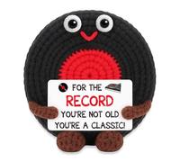 Emotional Support Crochet, Vintage vinyl Record Doll with Card, Positive Affirmation Gifts for Birthday, Anniversary, Funny Music Gifts for Men Women Friend, Father's Day, Mother's Day, Home Decor