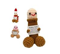 Emotional Support Dick,Funny Crochet Dick Positive Deez Ornament,Mini Cute Crochet Penis with Positive Messages,HandmadeCrochet Encouragement Ornament Cheer Up Gifts for Men Boyfriends,Husband