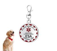 Emotional Support Dog Tag Emotional Support Dog Tag Metal Pet ID Tags ESA Tag Red Medical Alert Symbol Double Sided, Navy Lettering l Easily Switch Between Collars Harness and Vest.