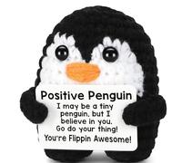 Emotional Support Doll Gift Positive Crochet Animals Mini Penguin Affirmation Gifts For Women Men Cute Doll Ornament With Encouragement Card For Office Room Decoration Daily Companionship (Penguin)