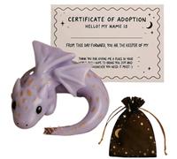 Emotional Support Dragon Adoption Kit, Handmade Mini Pocket Emotional Support Dragons Figurine, Small Collectible Dragon's Sculpture, Adoption a Dragons for Friends & Fantasy Lovers (Purple)
