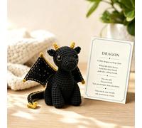 Emotional Support Dragon Crochet Doll with Card, Handmade Knitted Wing Dragon Plush, Mini Positive Crochet Animals with Inspirational Card, Emotion Buddy Gift for Fantasy Lovers