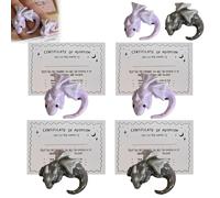 Emotional Support Dragon,Cute Calming Anxiety Relief Figurine Toy,Handmade Mini Pocket Sculpture,Comfort Collectible Companion,Healing Gift for Stress, Creativity & Inner Strength(4PCS Gray+Purple)