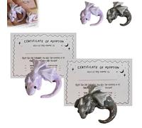 Emotional Support Dragon,Cute Calming Anxiety Relief Figurine Toy,Handmade Mini Pocket Sculpture,Comfort Collectible Companion,Healing Gift for Stress, Creativity & Inner Strength(2PCS Gray+Purple)