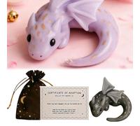 Emotional Support Dragon Figurine/Adoption Kit, Handmade Mini Pocket Dragon Sculpture, Relief & Anxiety, Comfort Collectible Companion, Healing Gifts for Friends & Fantasy Lovers (Purple)
