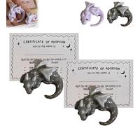 Emotional Support Dragon Figurine,Handmade Mini Pocket Sculpture,Cute Calming Anxiety Relief Figurine Toy,Comfort Collectible Companion,Healing Gift for Stress,Creativity &Inner Strength (2Pcs Gray)