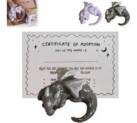 Emotional Support Dragon Figurine,Handmade Mini Pocket Sculpture,Cute Calming Anxiety Relief Figurine Toy,Comfort Collectible Companion,Healing Gift for Stress,Creativity &Inner Strength (Gray)