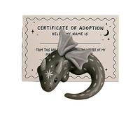 Emotional Support Dragon - New Handmade Mini Pocket Dragon Sculpture, Anxiety Relief Stress Comfort Calming Toy, Cute Whimsical Gift for Halloween Xmas & Desk Bookshelf Décor (Grey)
