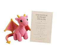 Emotional Support Dragon Pocket Buddy, Mini Positive Dragon Crochet，Pink