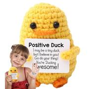 Emotional Support Duck, Cute Positive Crochet Duck Doll, Knitted Crochet Duck Doll With Positive Card, Handmade Crocheting Inspirational Duck Doll, For Her Him Friend Colleague Teacher