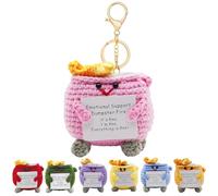 Emotional Support Dumpster Fire Crochet Keychains, Cute Keychain, Emotional Support Crochet Dumpster Fire Keychain, Emotional Dumpster Fire Crochet Keychain for Women Handmade Crochet Gifts (Pink)