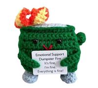 Emotional Support Dumpster Fire- Emotional Support Nuggets Positive Crochet Dumpster Fire Doll with Positive Words, Dumpster Fire Table Decor Accessories Emotional Support Plush for Friends Birthday