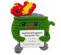 Emotional Support Dumpster Fire, Emotional Support Plush, Emotional Support Plush, Positive Crochet Dumpster Fire Plush Toy, Cute Doll with Positive Card Support Buddies Gifts for Friends(Green)