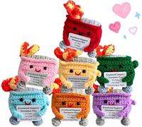 Emotional Support Dumpster Fire, Hand Made Crochet Cute Little Dumpster Fire with Positive Card (7 PCS Mix)