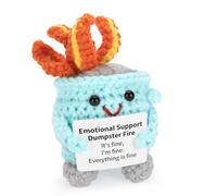 Emotional Support Dumpster Fire - Handmade Crochet Dumpster Fire Doll, Christmas Dumpster Fire Knitting Toy Ornaments with Positive Card, Funny Cheer Up Gag Gifts for Friends Birthday