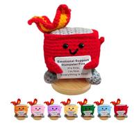 Emotional Support Dumpster Fire - Positive Crochet Birthday Easter Basket Stuffers Essentials Gift for Women Men Girls Coworker Friend, Handmade Knitted Doll for Home Office Accessories Decor (Red)