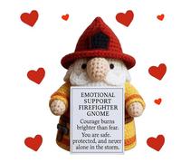 Emotional Support Firefighter Gnome,Handmade Firefighters Decor for Desk,Handwoven Emotional Support Firefighters Gnomes,Suitable as Gift to Encourage Others (#1pc)