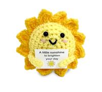 Emotional Support Gift, Cute Positive Crochet Sun with Heartwarming Card, Handmade Crochet Gift for Her Him Friends Colleagues Teachers, Anxiety Relief