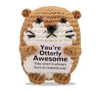 Emotional Support Gift, Positive Crochet Animals, Funny Positive Sea Otter With Inspirational Card, Emotional Support Crochet Gift, Cheer Up Gifts For Women Birthday Graduation Office Home Decor