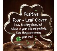 Emotional Support Gifts for Women Men - Good Luck Tiny Clover Plaque, Positive Gift for Her Him, Motivational Gifts for Women Men, Cheer Up and Good Luck Plaque, Inspirational Card, Clover Desk Decor