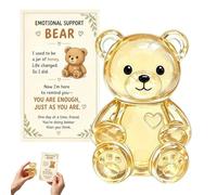 Emotional Support Glass Animal Keepsake, 2D Acrylic Comforting Keepsake Pendant with Inspirational Card, Glass Support Heart, Desk Shelf Decor Sympathy Friendship Gift (#01)