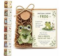 Emotional Support Glass Animal,Recycled Glass Support Turtle,Cute Recycled Pocket Hug Desk Decor with Encouragement Card,Guardian Healing Pack,Comfort for Friends&Family,Mini Glass Keepsake，Frog