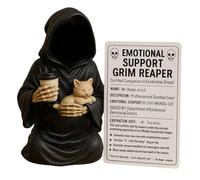 Emotional Support Gothic Grim Reaper Figurine - Resin Dark Art Desktop/Shelf Decor, Halloween Ornament & Collectible