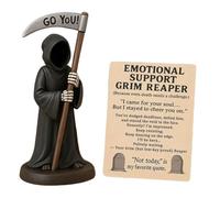 Emotional Support Grim Reaper Figurine, Black Robe Spooky Resin Figurine Home Indoor Decoration, Gothic Scary Art Decor, Black Robe Mystery Man for Shelf, Table and Desktop (A)
