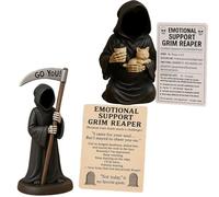 Emotional Support Grim Reaper Figurine, Black Robe Spooky Resin Figurine Home Indoor Decoration, Gothic Scary Art Decor, Black Robe Mystery Man for Shelf, Table and Desktop (A+B)