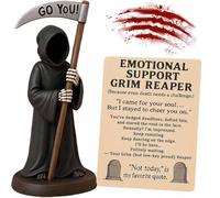 Emotional Support Grim Reaper Figurine, Black Robe Spooky Resin Figurine Home Indoor Decoration, Resin GRIM Reapers S-tatue Holding Coffee for Shelf, Table and Desktop (B)