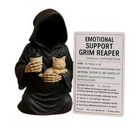 Emotional Support Grim Reaper Figurine, Funny Reaper Figure Halloween Decoraions,Resin Death Statue Tabletop Ornament, Encouragement Gifts (B)
