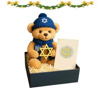 Emotional Support Hanukkah Bear,Cute Mini Bear Bunny Hug Dolls,Hanukkah Emotional Support Plush with Box and Sweet Card for Loved Ones Friends,Ideal for Stress Relief & Holiday Comfort (B#)