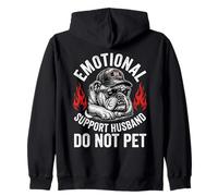 Emotional Support Husband Do Not Pet Funny Pug Dog Zip Hoodie