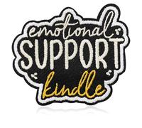 Emotional Support Kindle Embroidered Patch 3 Inches, Bookish Book Lover Patches for Backpack, Hat, Jacket, Iron On - Sew On Patch, DIY Custom PVC Patch Gift, Trendy Reading Accessories for Readers