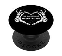 Emotional Support Kindle Skeleton Heart Bones Love Reading PopSockets Adhesive PopGrip
