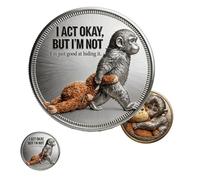 Emotional Support Monkey Coin, Double-Sided Baby Monkey Hugging Plush Design Collectible Token, Punch Monke-y Commemorative Challenge Coin (1PC)