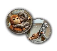 Emotional Support Monkey Coin, Double-Sided Protect Punch the Monkey Coin, Baby Monke-y Hugging Plush Challenge C-oin, Monke-y Commemorative Coins for Mental Friendship, Anxiety Comfort (1pcs)
