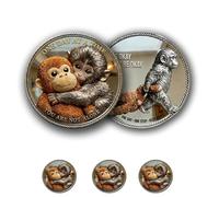 Emotional Support Monkey Coin, Double-Sided Protect Punch the Monkey Coin, Baby Monke-y Hugging Plush Challenge C-oin, Monke-y Commemorative Coins for Mental Friendship, Anxiety Comfort (3pcs)