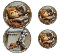 Emotional Support Monkey Coin - Inspirational Challenge Coin with “One Day at a Time You are Not Alone”, Encouragement Pocket Token Gift for Friends, Family (2-PC)