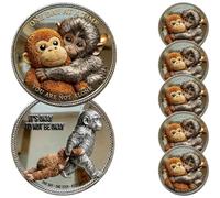 Emotional Support Monkey Coin - Inspirational Challenge Coin with “One Day at a Time You are Not Alone”, Encouragement Pocket Token Gift (5-PC)