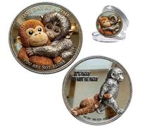 Emotional Support Monkey Coin, Punch Monkey Challenge Coin, It's Okay to Not Be Okay Token, Inspirational Punch Monkey Pocket Coin Gift (1pc)