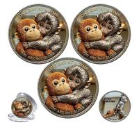 Emotional Support Monkey Coin, Punch Monkey Challenge Coin, It's Okay to Not Be Okay Token, Inspirational Punch Monkey Pocket Coin Gift (3pcs)