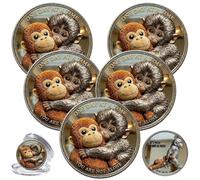 Emotional Support Monkey Coin, Punch Monkey Challenge Coin, It's Okay to Not Be Okay Token, Inspirational Punch Monkey Pocket Coin Gift (5pcs)