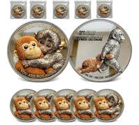 Emotional Support Monkey Coin, Punch the Monkey Coin, Baby Monkeys Hugging Plush Challenge Coin, It's Okay to Not Be Okay Token for Mental Friendship, Anxiety Comfort(5pc)