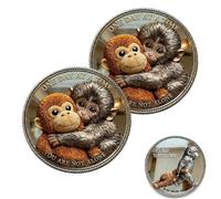 Emotional Support Monkey Coin, Punch the Monkey Commemorative Challenge Coin, It's Okay to Not Be Okay Commemorative Collectible, Double-Sided Challenge Coins for Anxiety Comfort (2pcs,B)