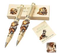 Emotional Support Monkey Pen Set, Cute Monkey Inspirational Pen with Card, Engraved One-Day-at-a-Time Metal Pens, Monkeys Hug Friend Commemorative Pens for Friends, Family, Anxiety & Tough Days (2a)